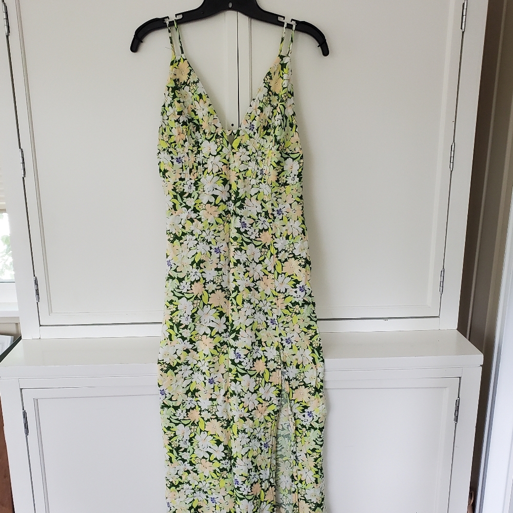 Urban Outfitters Yellow and Green Sundress Spaghetti Strap Midi